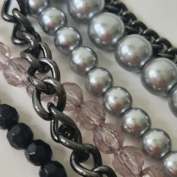 Premier Designs Y2K Multi-Chain Layered Necklace Beads Glam Grunge Rocker Chic - Picture 7 of 7